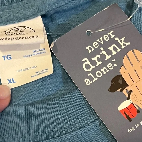 Dog is Good “ Never Drink Alone “ t-shirt - Picture 3 of 4